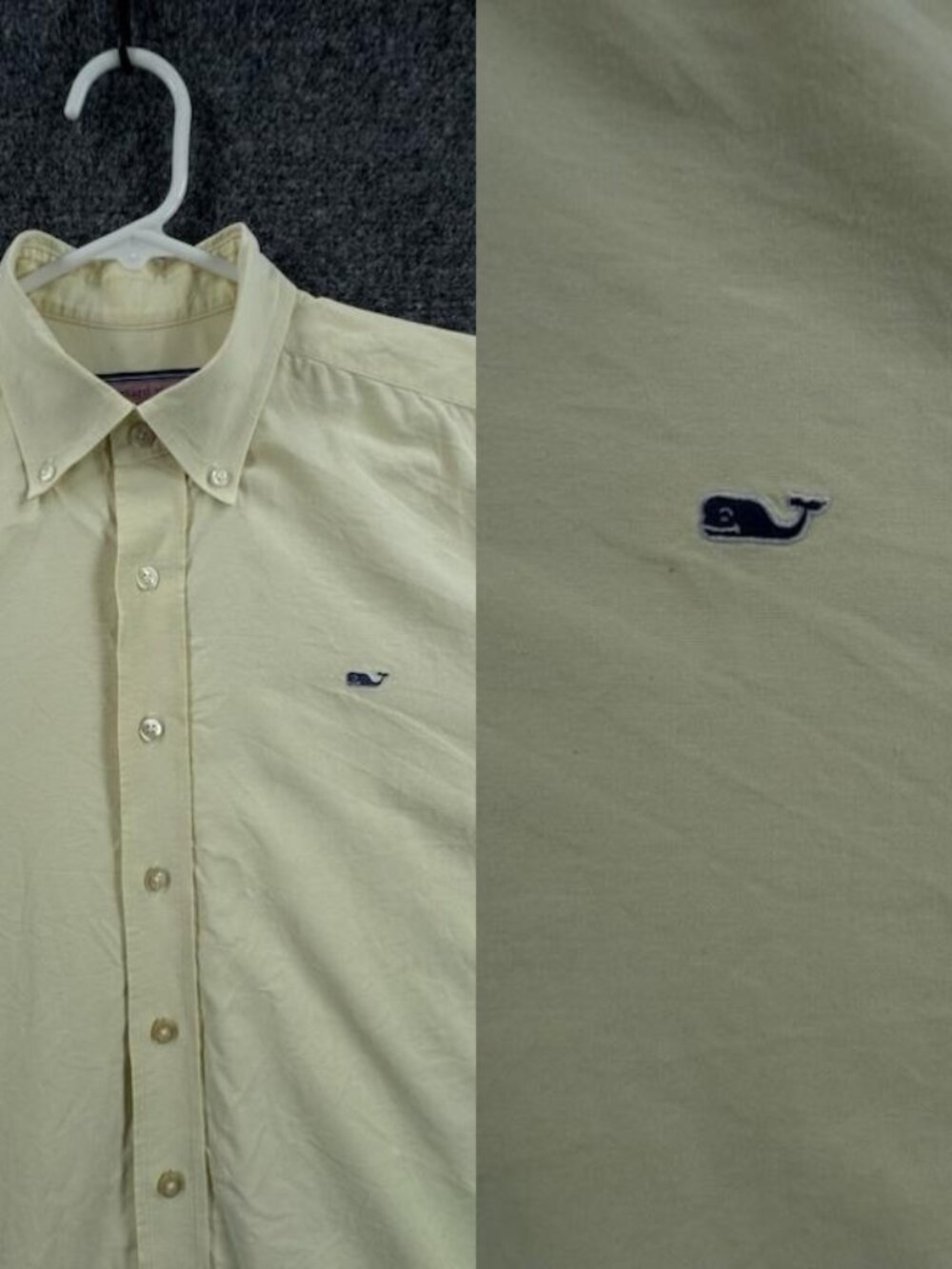 Vineyard Vines Oxford OCBD Yellow Button-Down Medium Logo Cotton Whale Casual